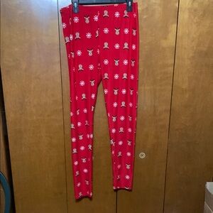 Star Twenty One-Red Reindeer & Snowflake PJ Pants